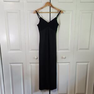 Vintage Express‎ Tricot Black Slip Dress Size XS Crochet Top Straps Y2K 80s